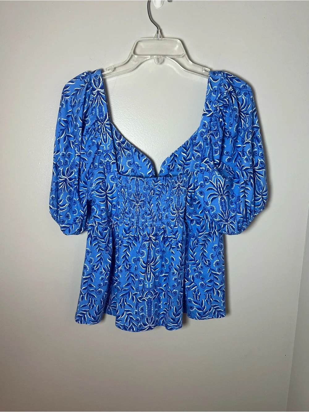 Lilly Pulitzer Floriana Knit Top Abaco Blue Have it Both Rays Preppy Resort Sz M